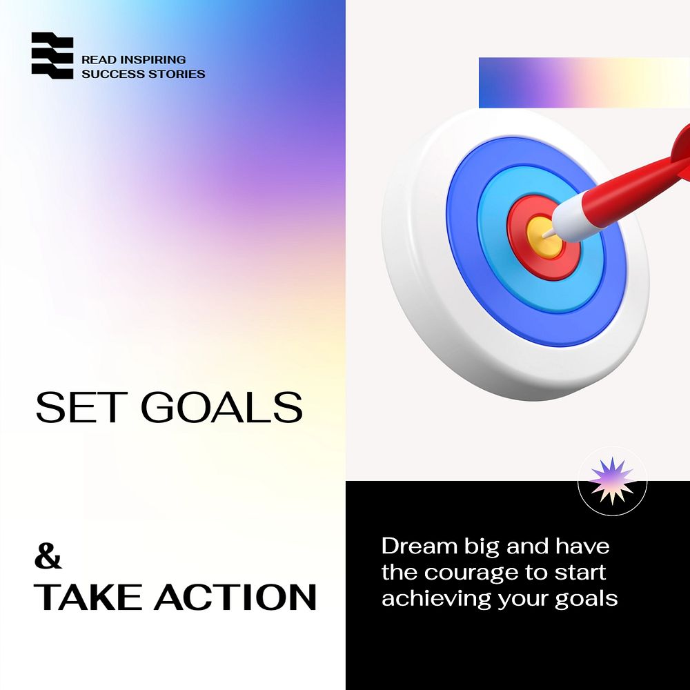 Goals & action Instagram post template, editable text