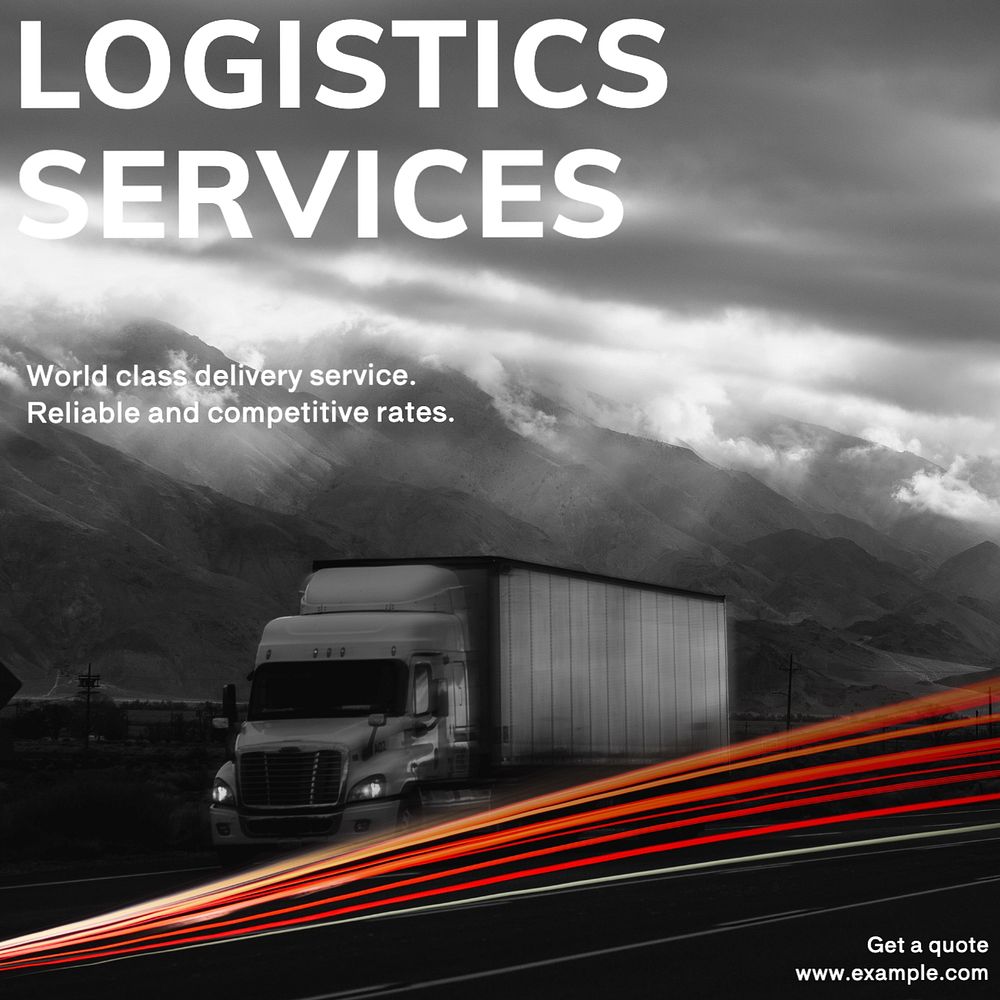 Logistic service Instagram post template, editable text