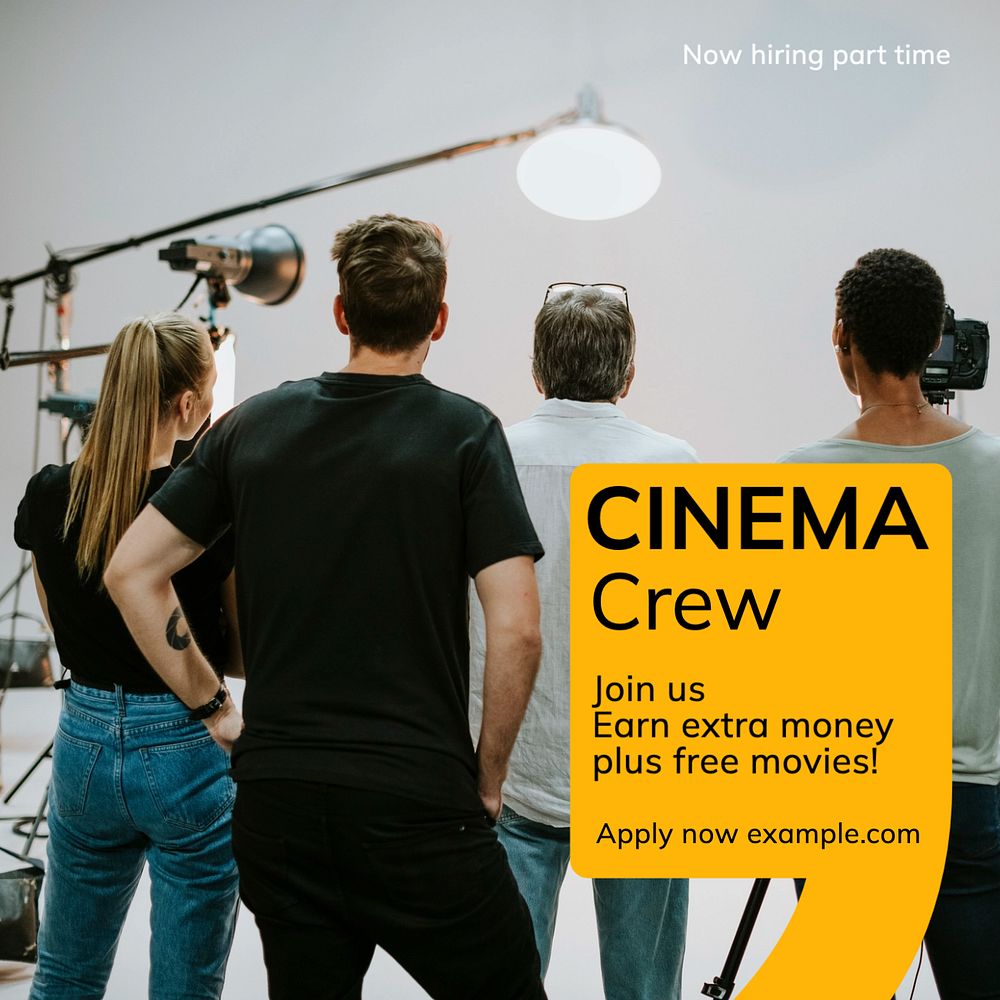 Cinema crew Instagram post template, editable text