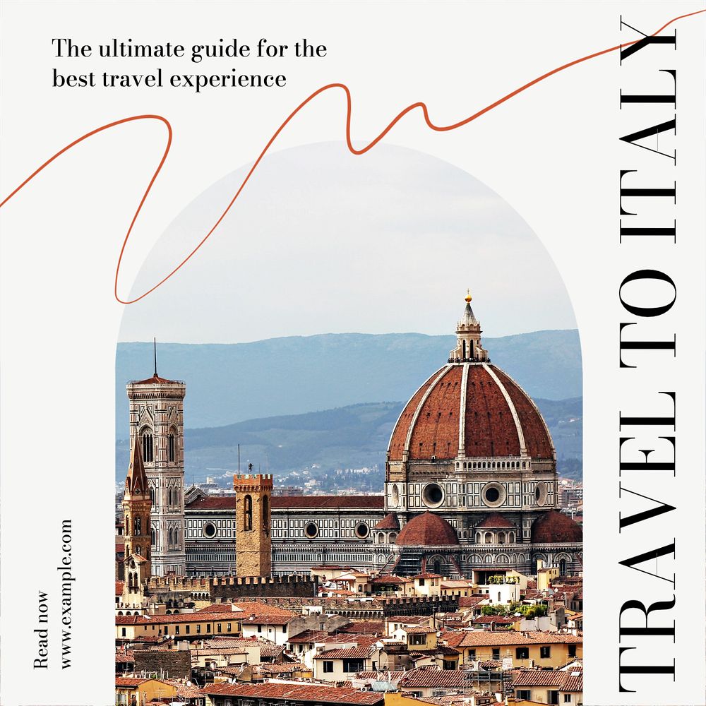 Travel to ItalyInstagram post template, editable text