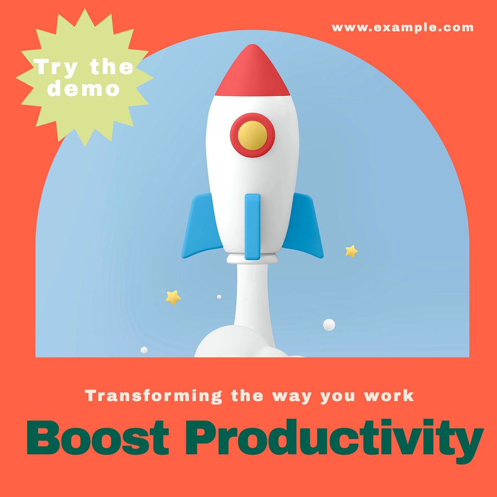 Boost productivity Facebook post template, editable design