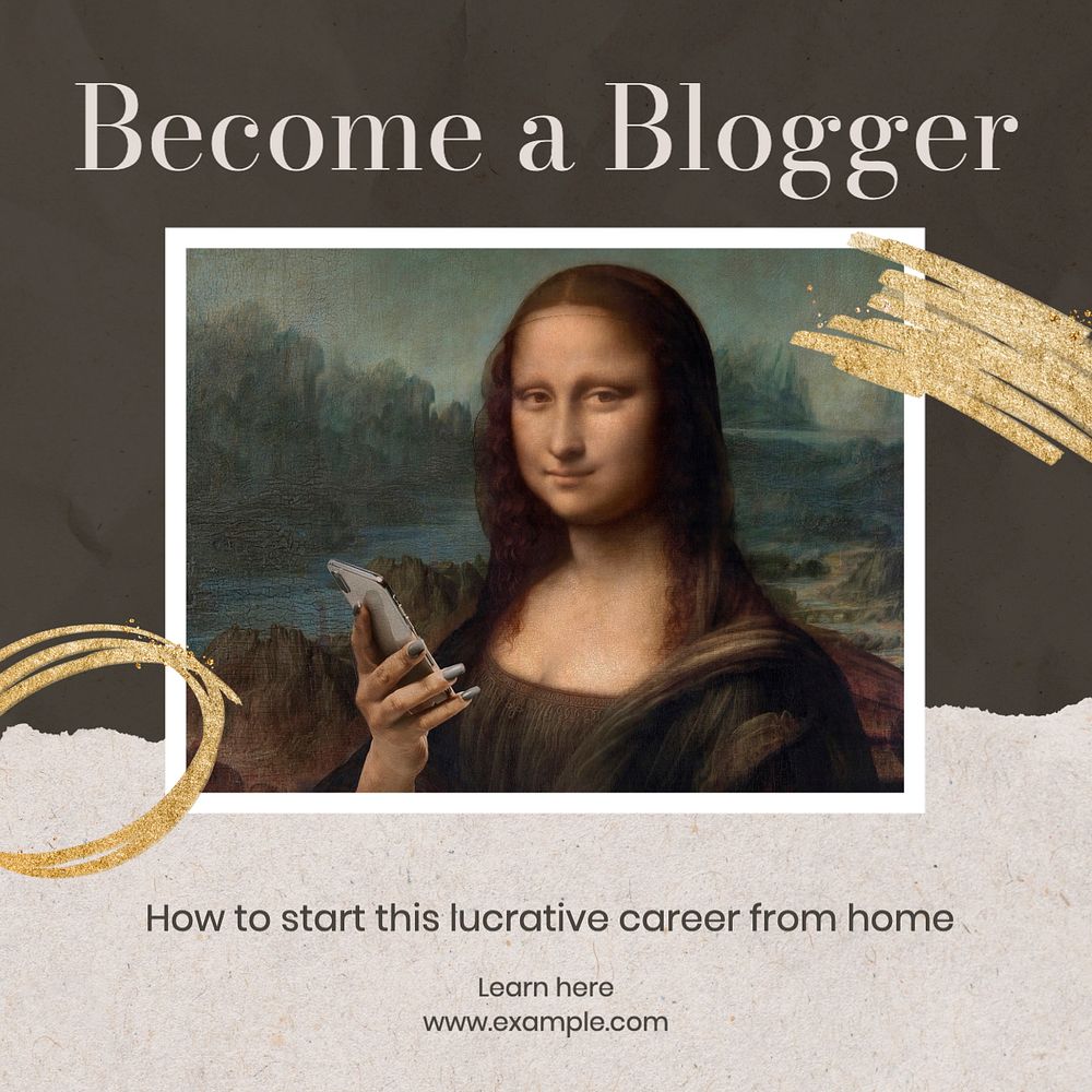 Become a blogger post template, editable social media design