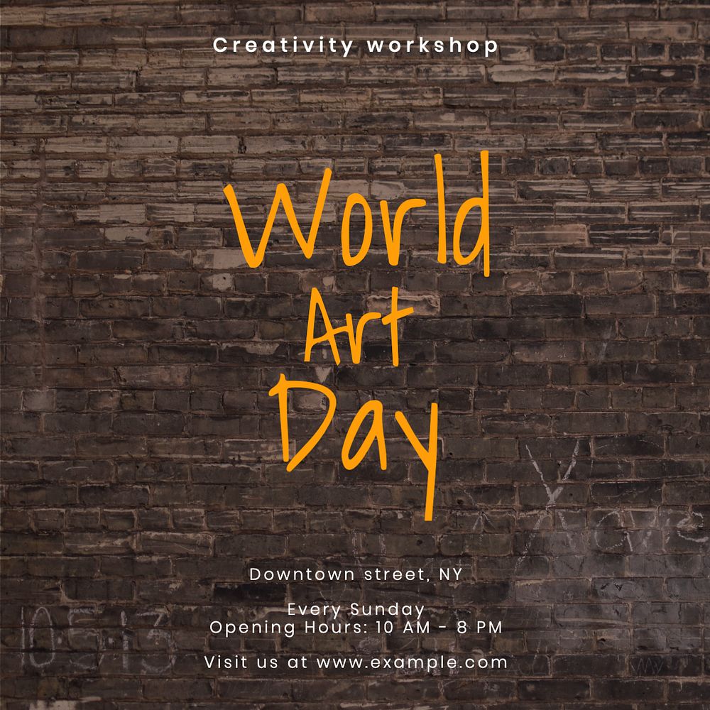 World art day Instagram post template, editable text