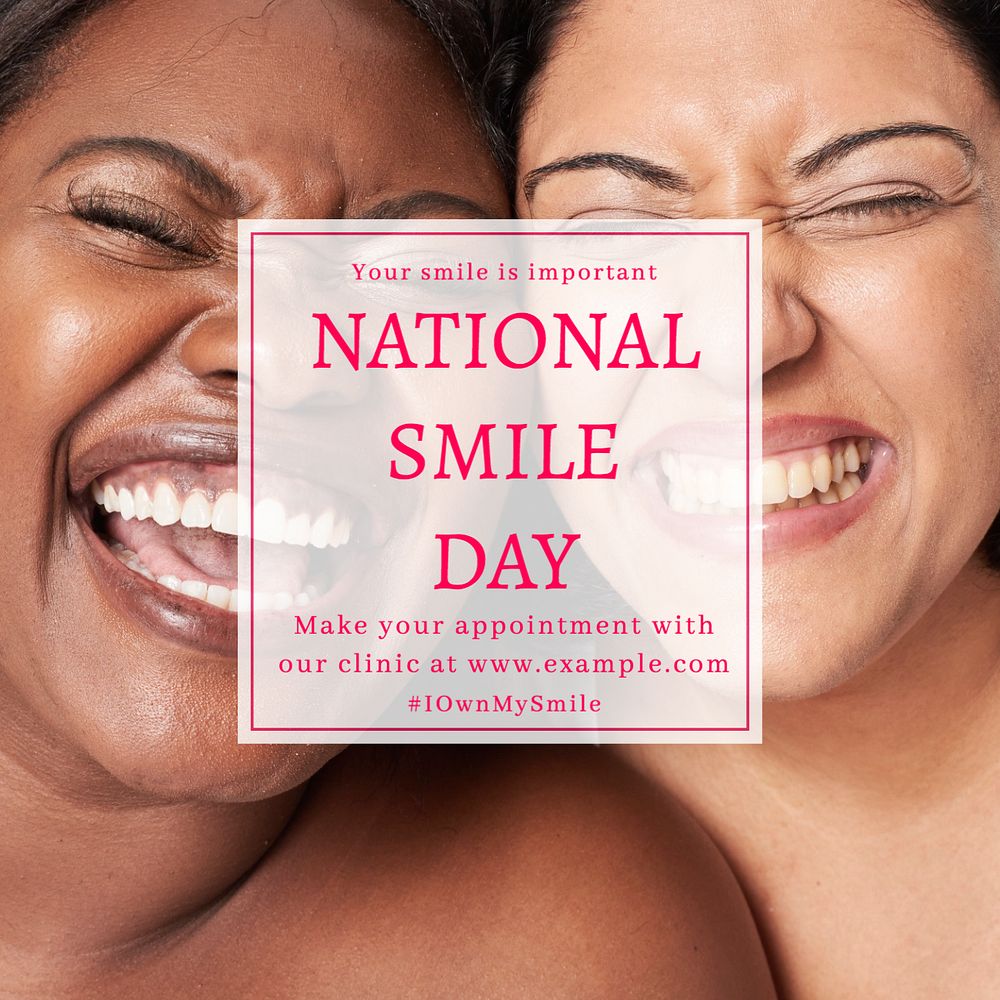 Smile day Instagram post template, editable text