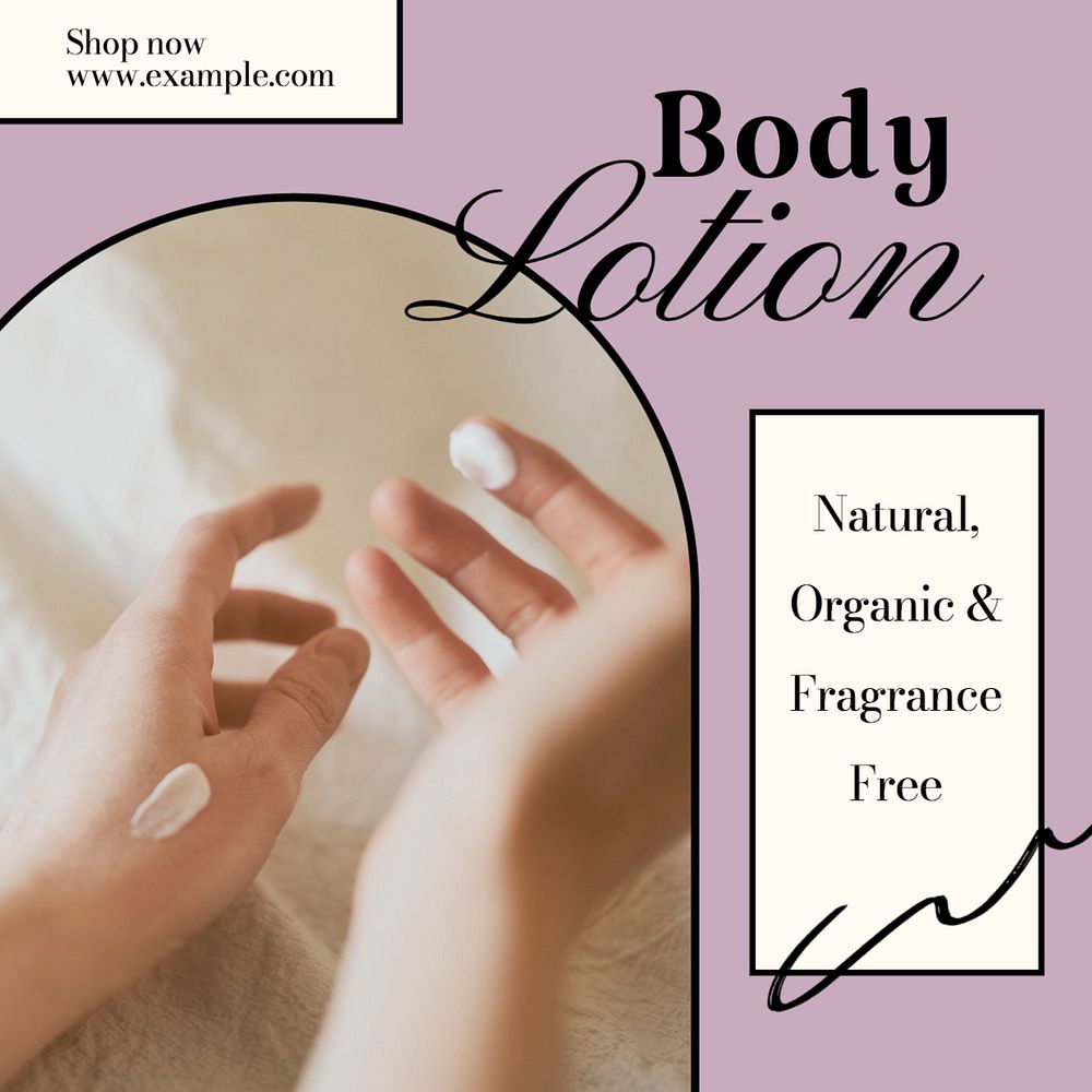 Body lotion Instagram post template, editable text