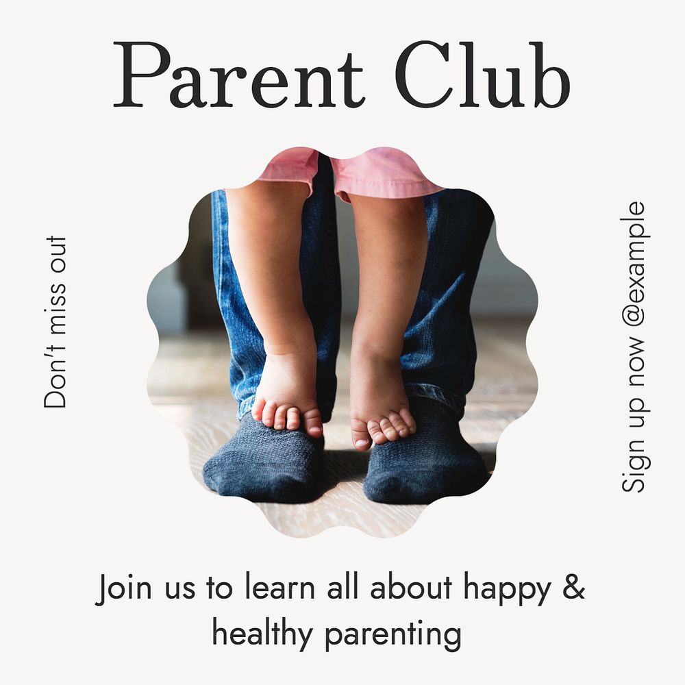 Parent club Facebook post template, editable design Instagram post template, editable text