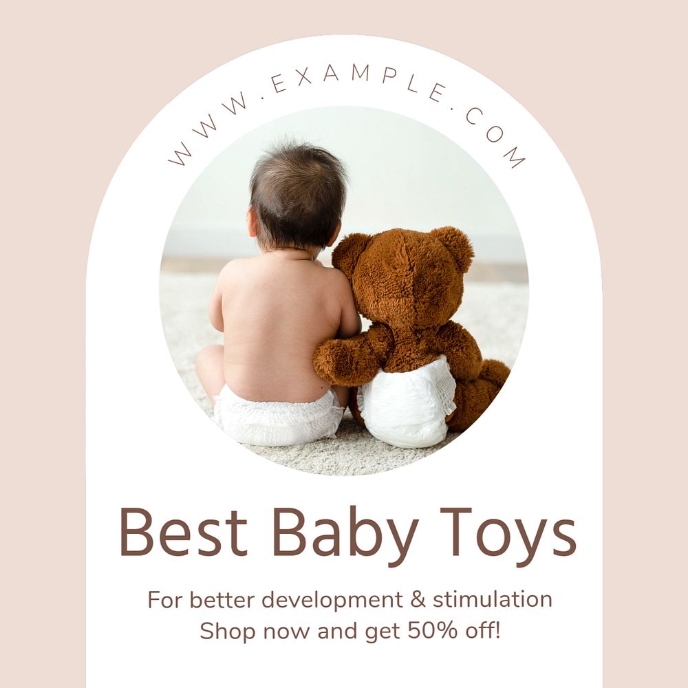 Baby toys Instagram post template, editable text