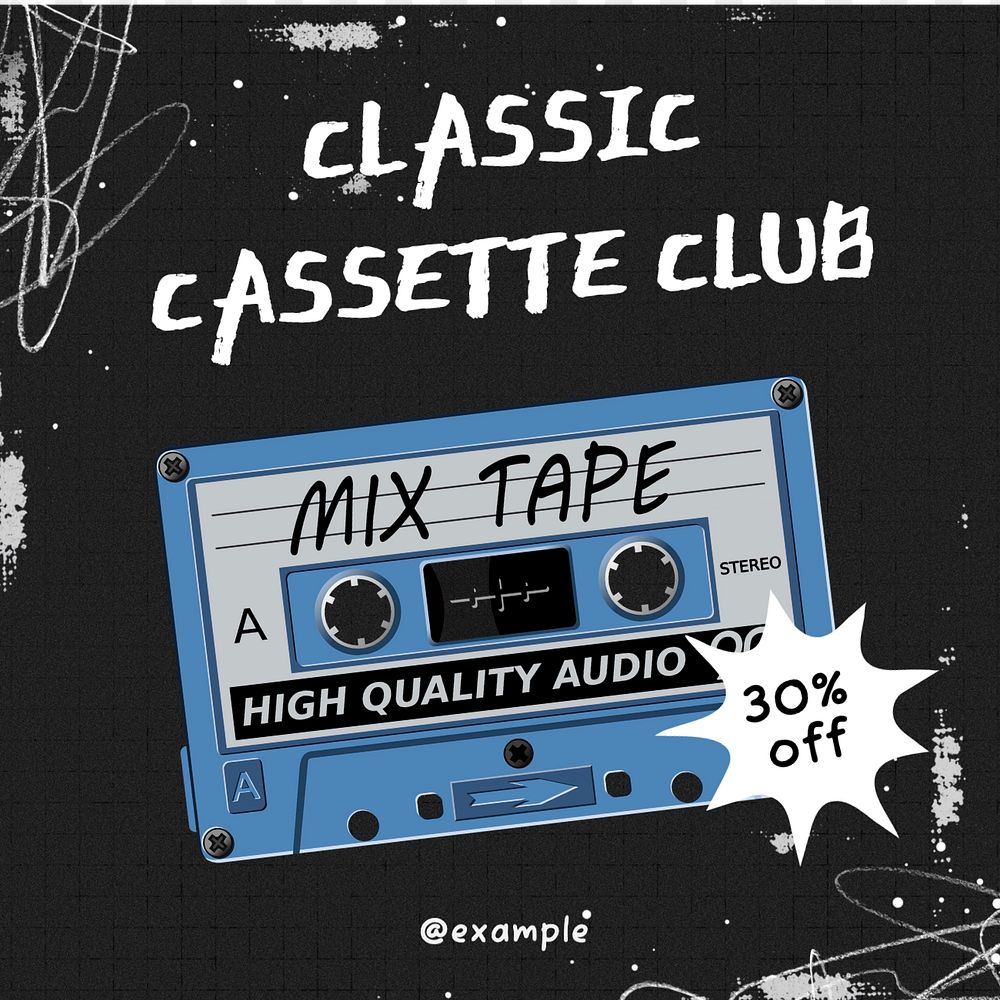 Record store sale Instagram post template, editable text