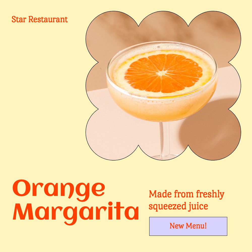 Margarita menu Instagram post template, editable text