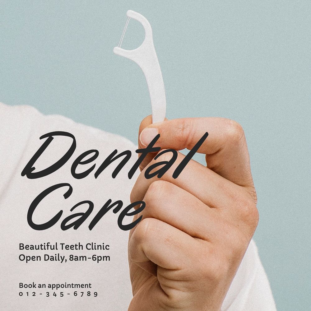 Dental care Instagram post template, editable text