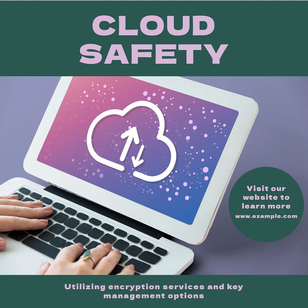 Cloud safety Instagram post template, editable text