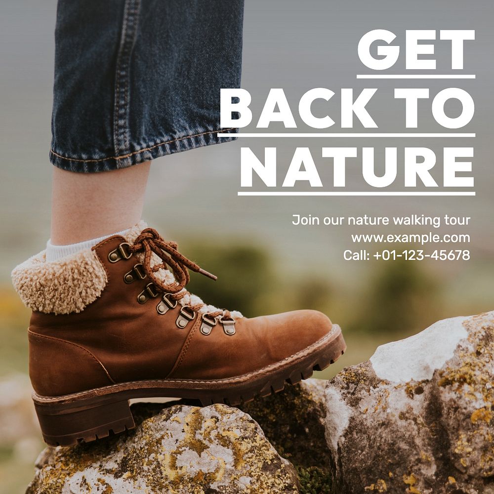 Get back to nature Instagram post template, editable text