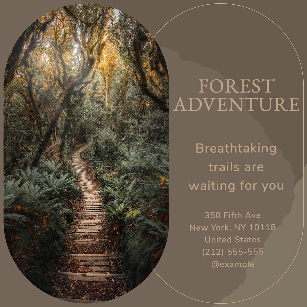 Forest adventure Instagram post template, editable text