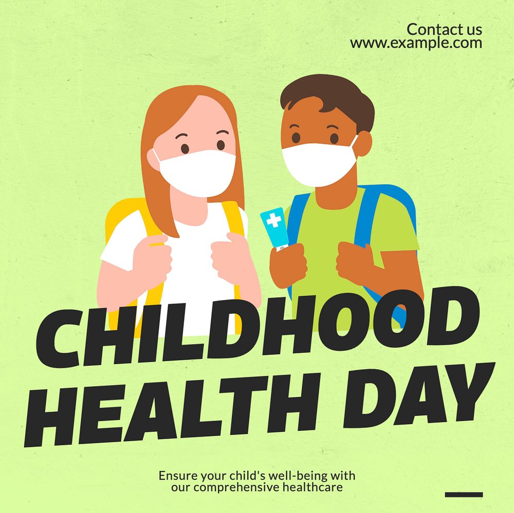 Childhood health day Instagram post template, editable text