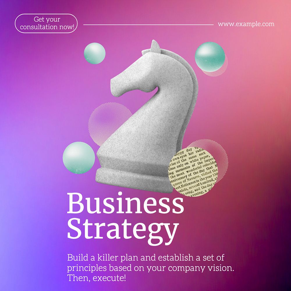 Business strategy Instagram post template, editable text