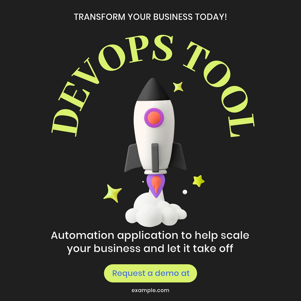 DevOps application ad Facebook ad template, editable text & design