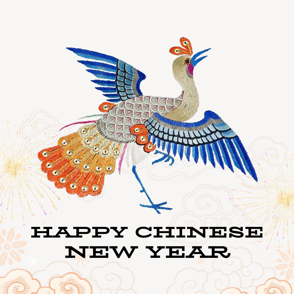 Happy Chinese new year Instagram post template, editable text