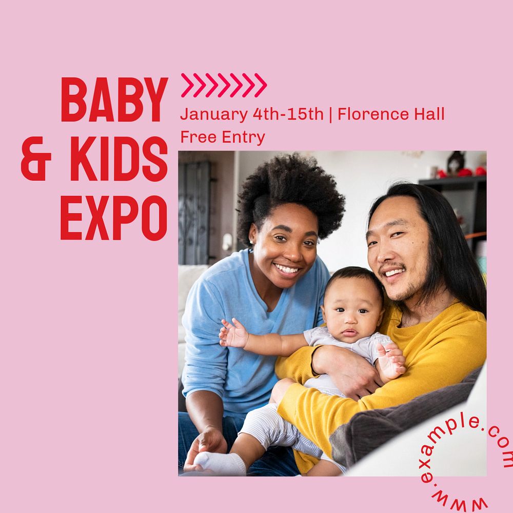 Kids & baby expo Instagram post template, editable design