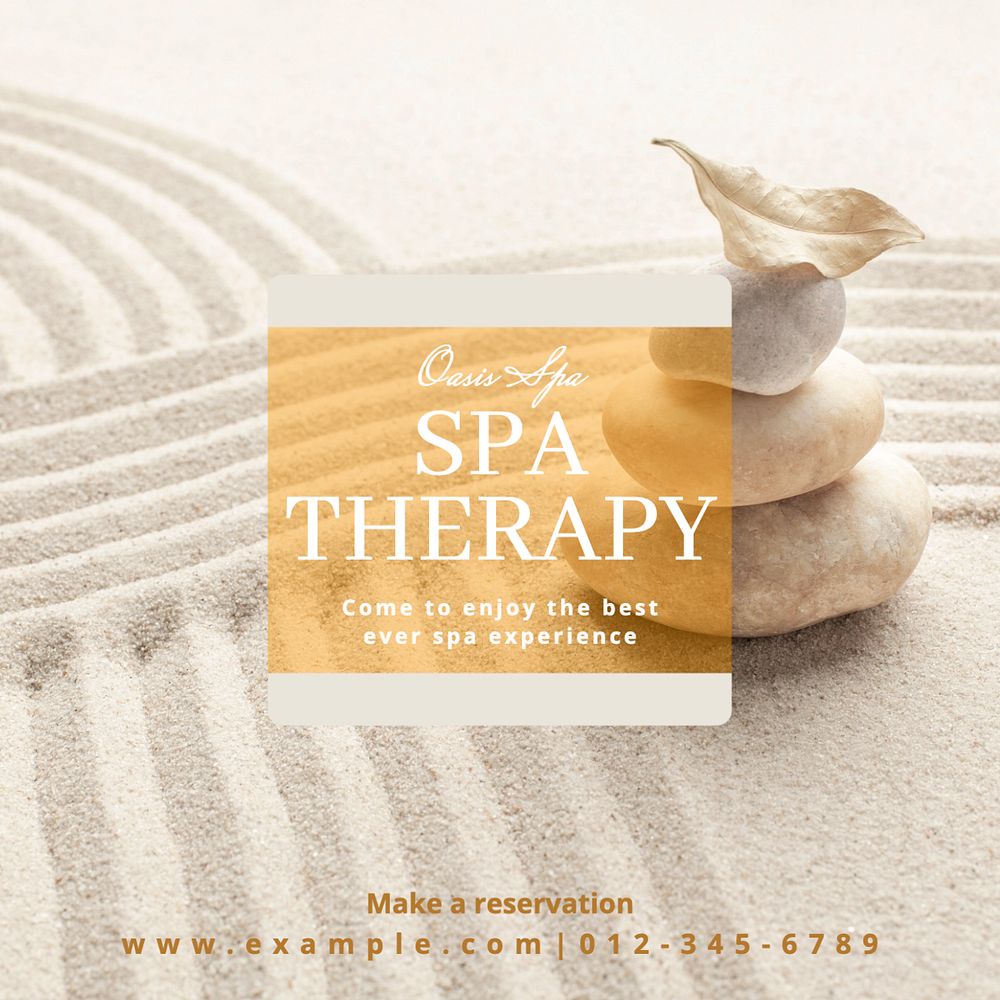 Spa therapy Instagram post template, editable text