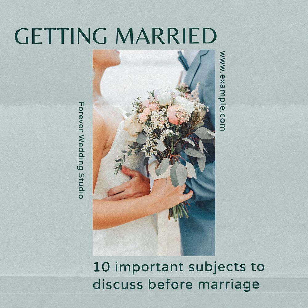 Marriage Instagram post template, editable text