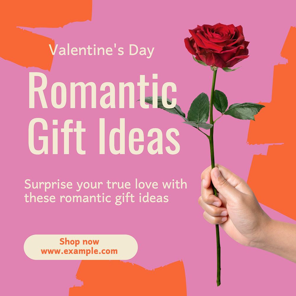 Romantic gift ideas Instagram post template, editable text