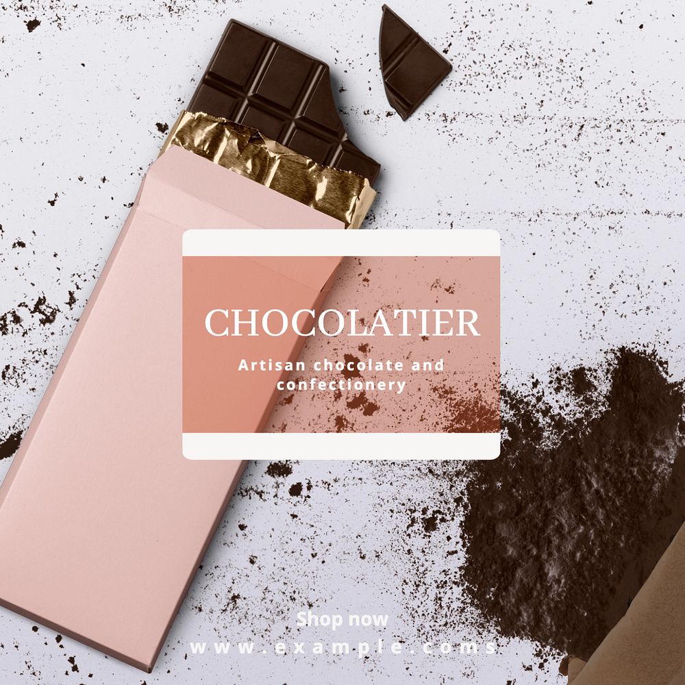 Chocolatier Instagram post template, editable text