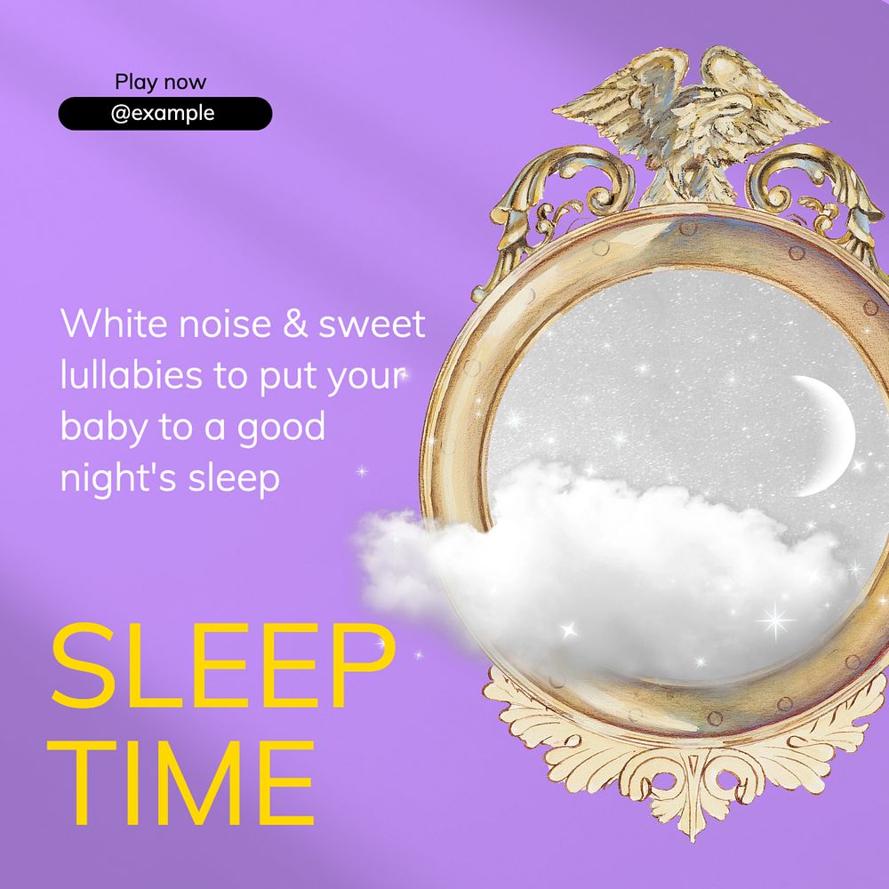 Baby's sleep music Instagram post template, editable text