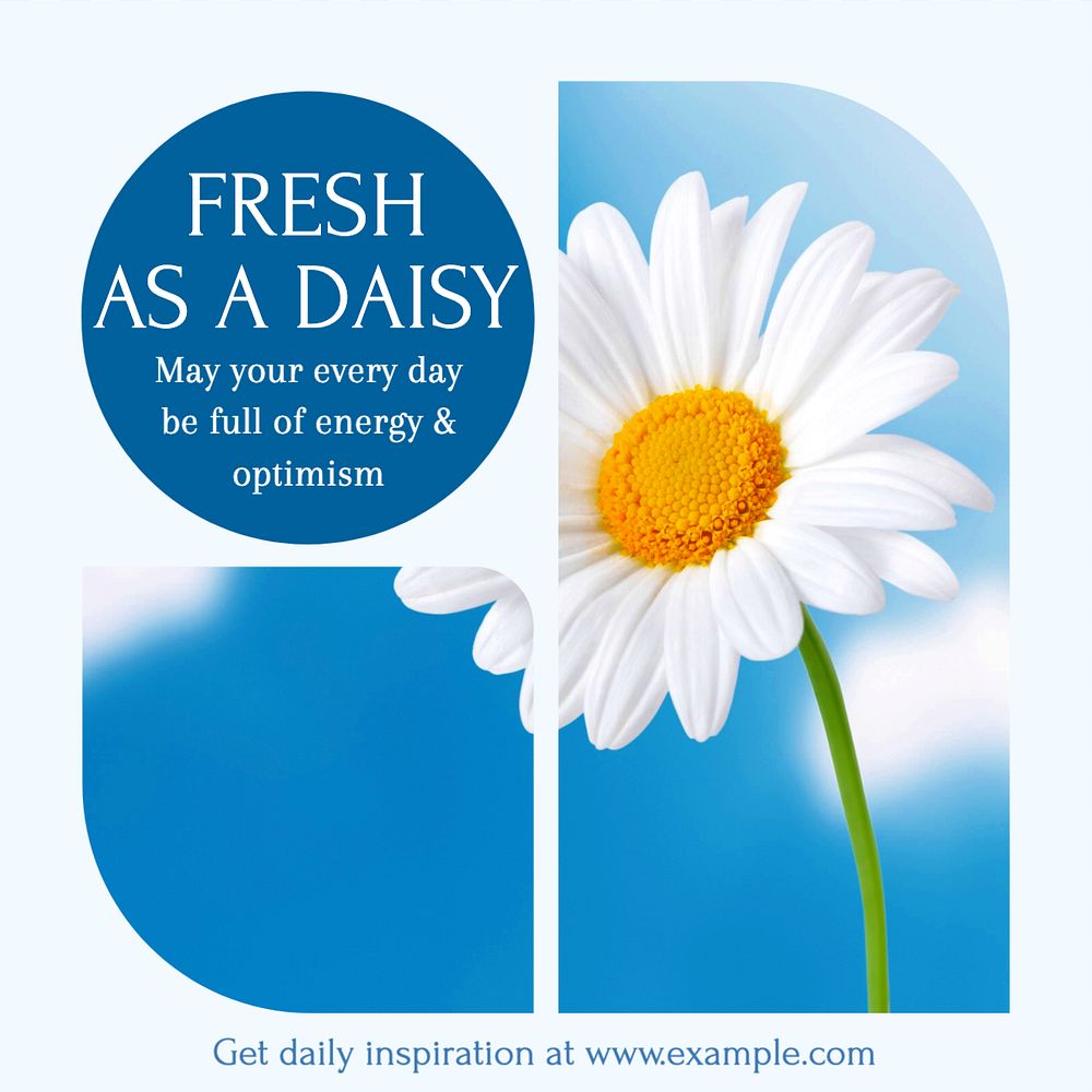 Daisy & positivity Instagram post template, editable text