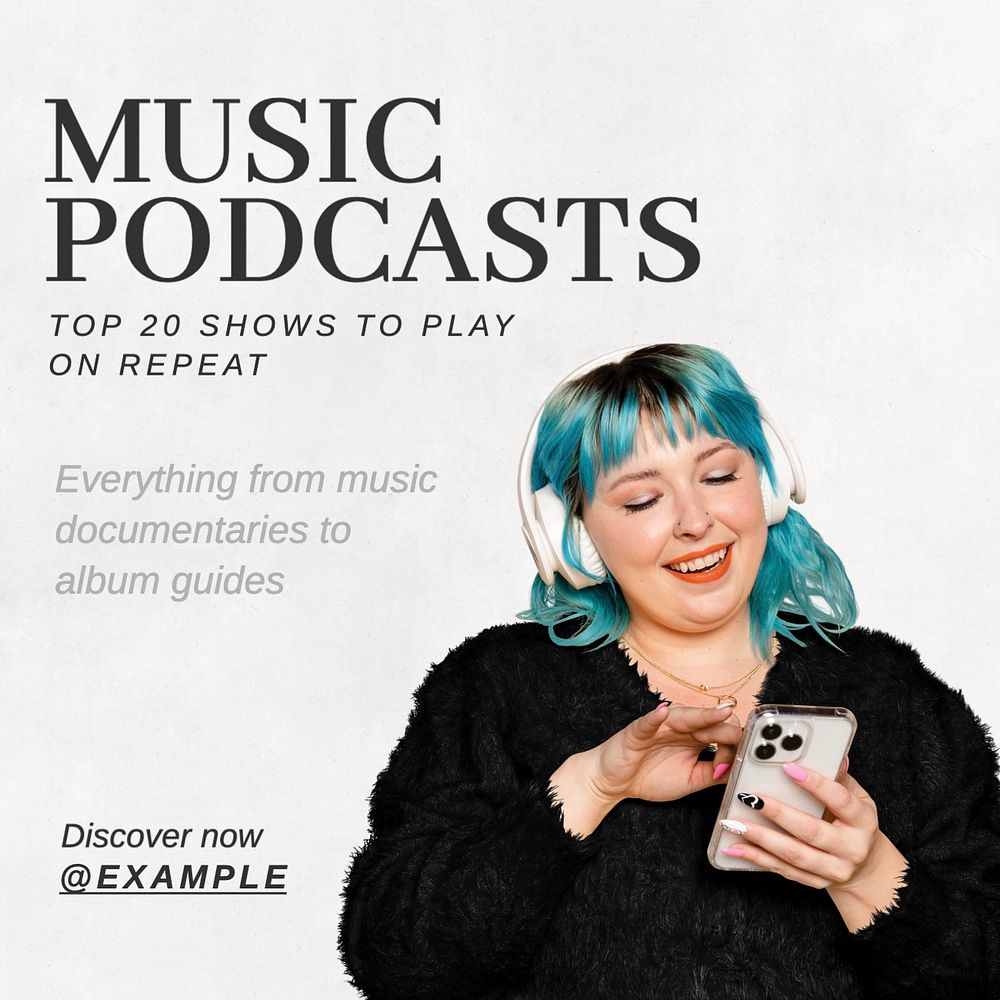 Music podcasts Instagram post template, editable text