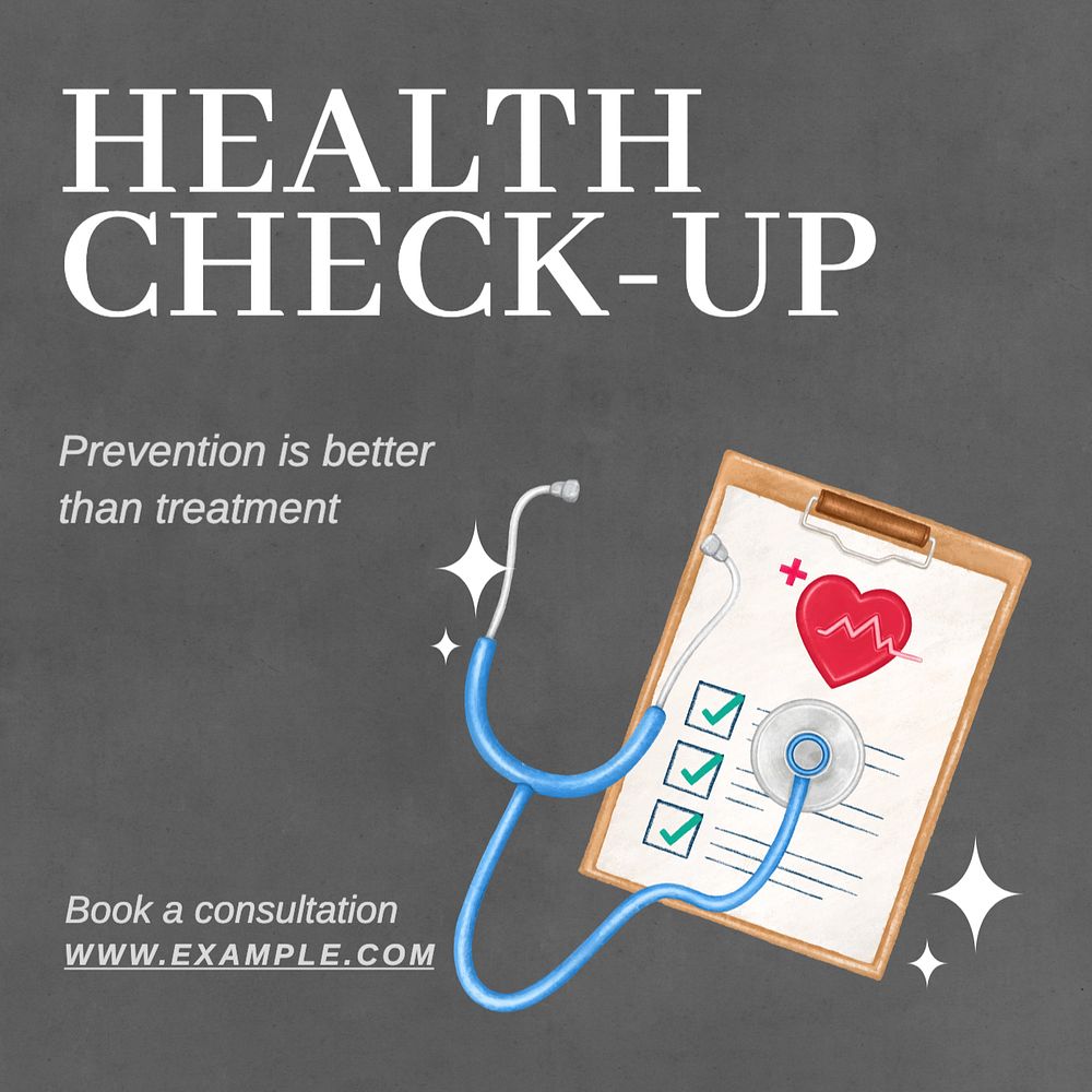 Health check-up Instagram post template, editable text