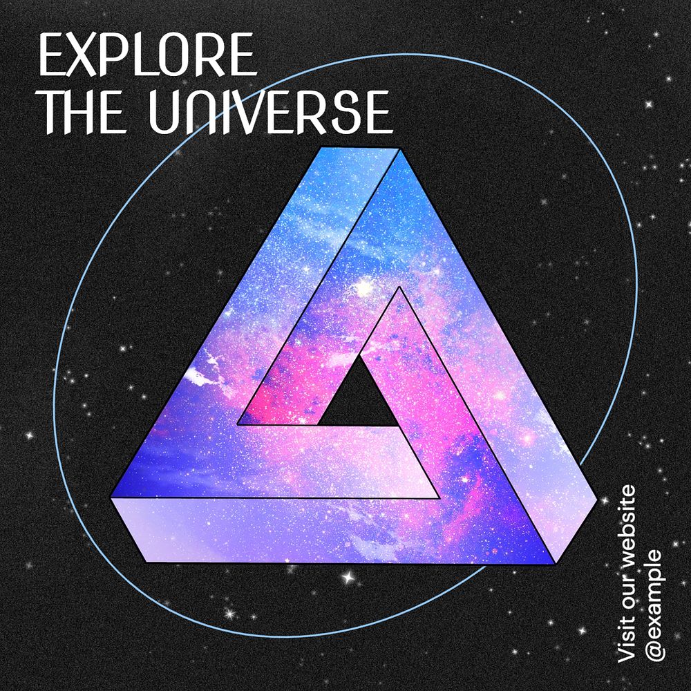 Explore the universe Instagram post template, editable text