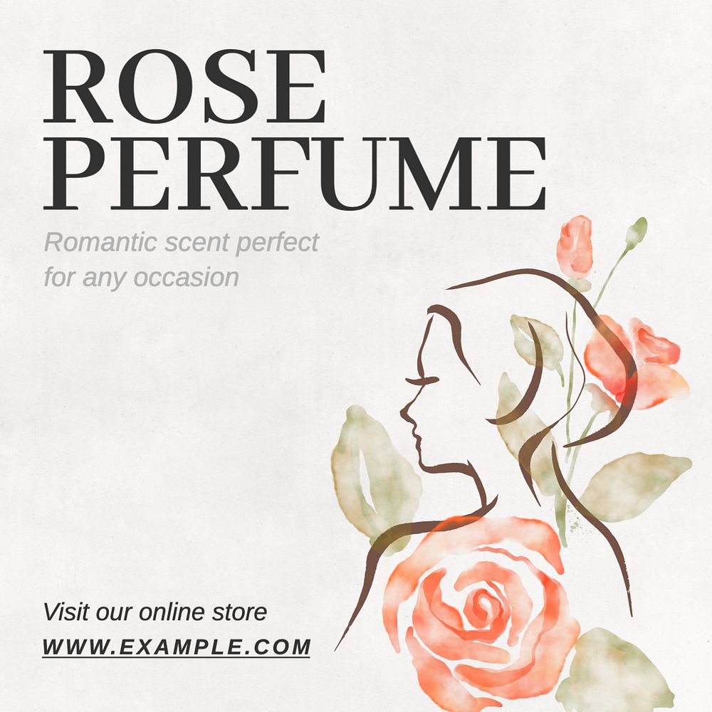 Rose perfume Instagram post template, editable text