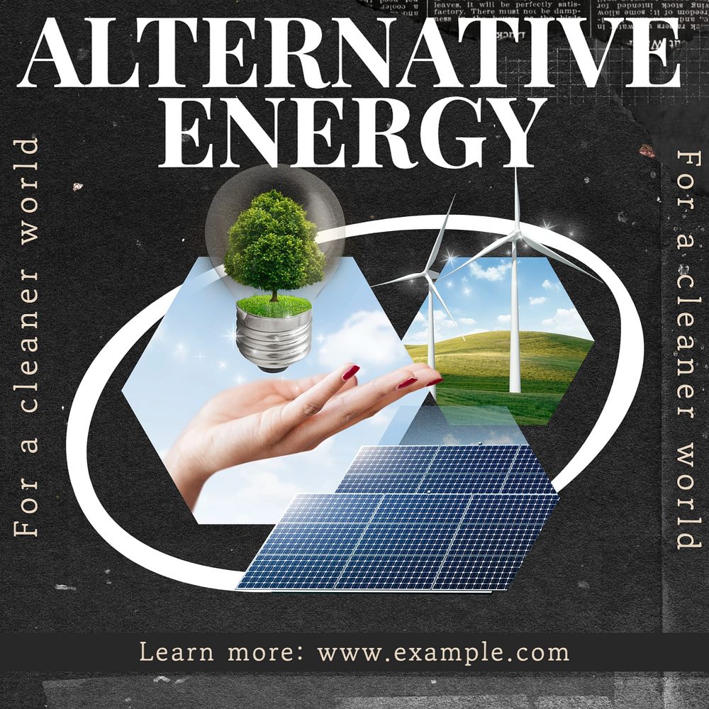 Alternative energy Instagram post template, editable text