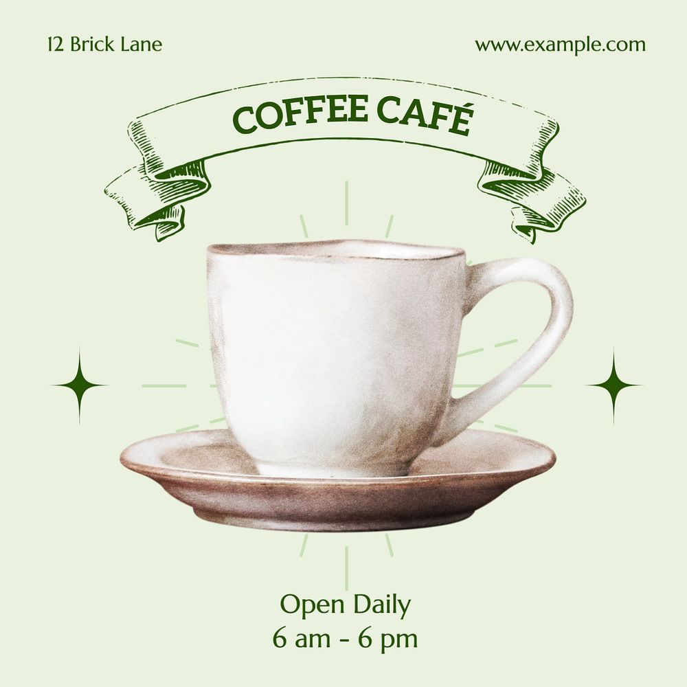 Coffee cafe Instagram post template, editable text