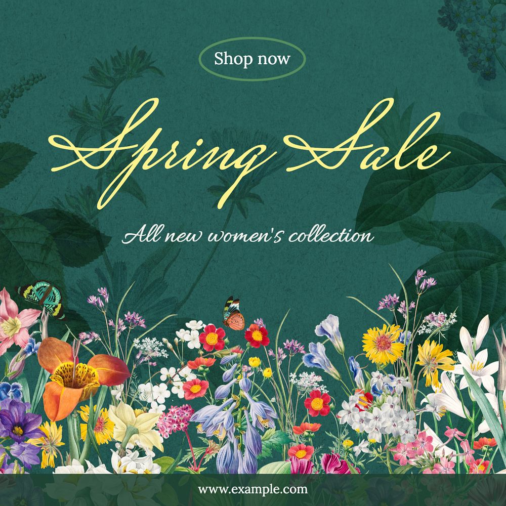 Spring sale Instagram post template, editable text