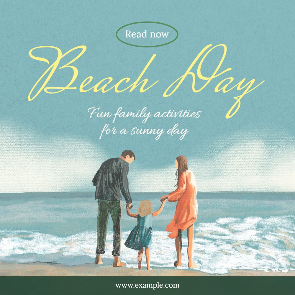 Beach day Instagram post template, editable text