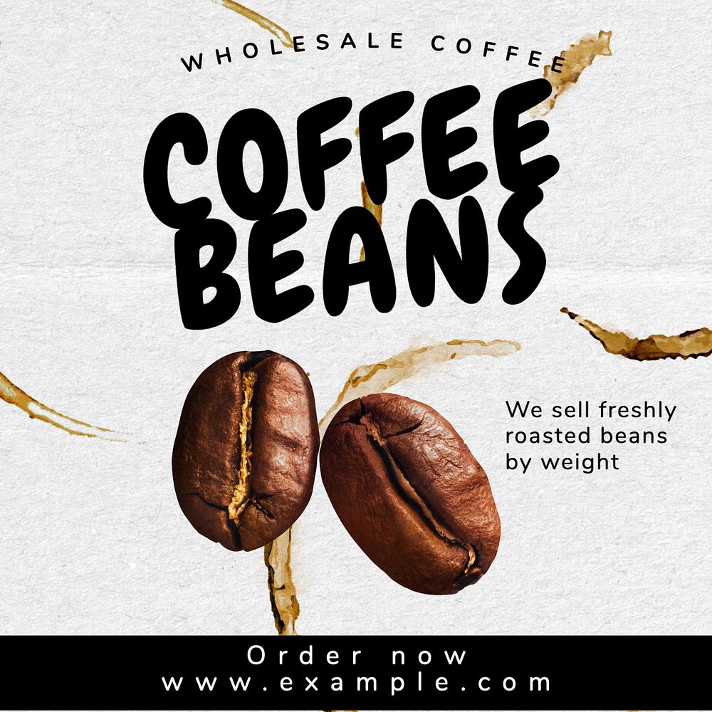 Coffee beans Instagram post template, editable text