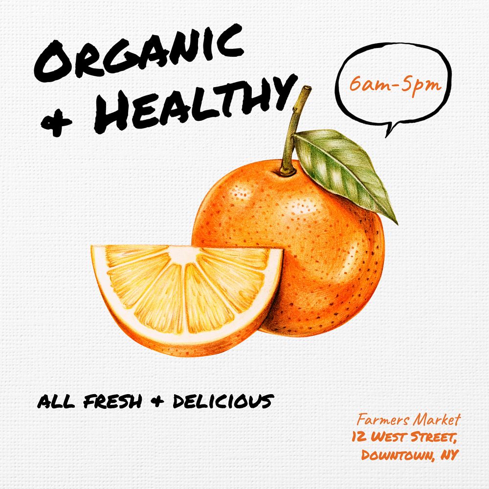 Organic & healthy Instagram post template, editable text