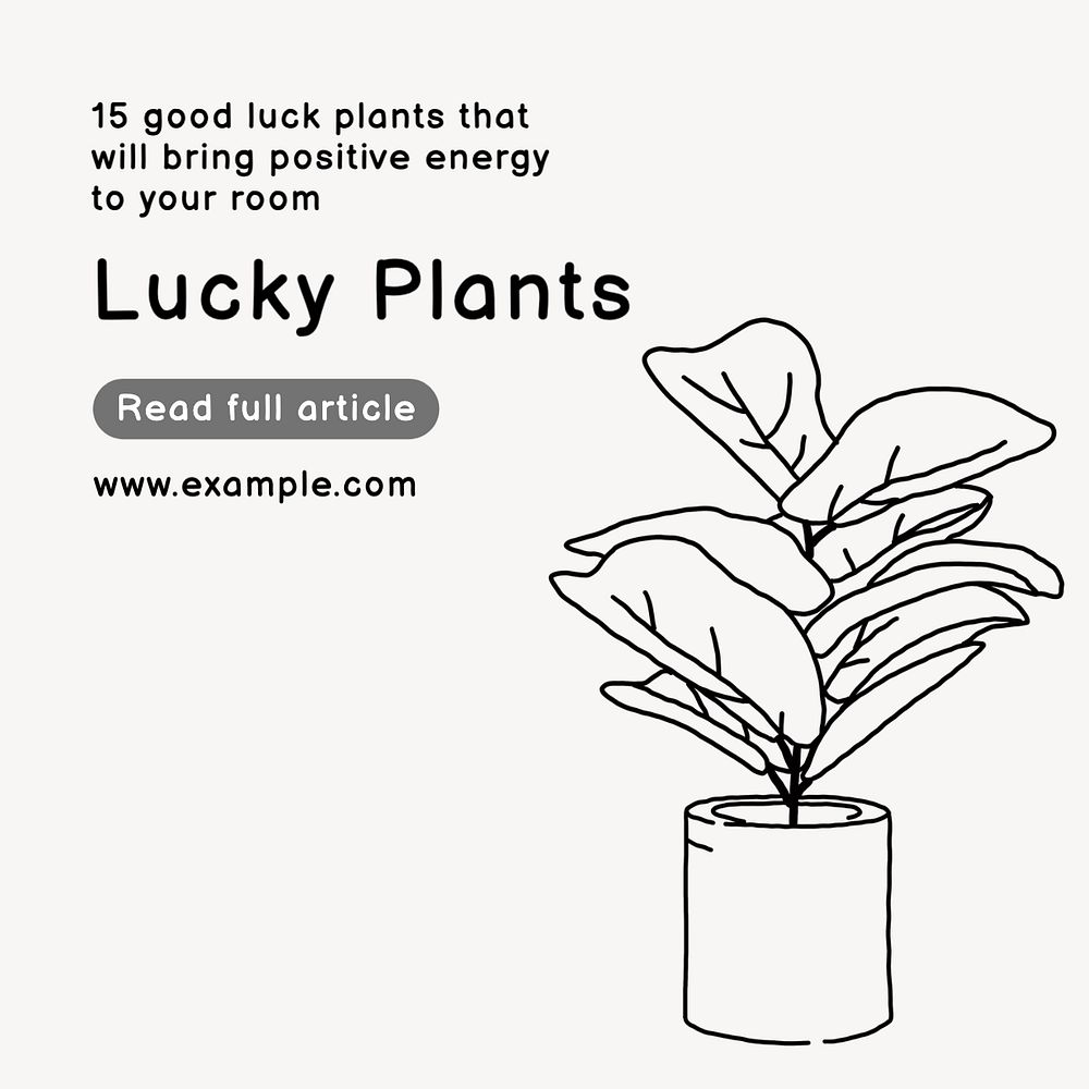 Lucky plants Instagram post template, editable text