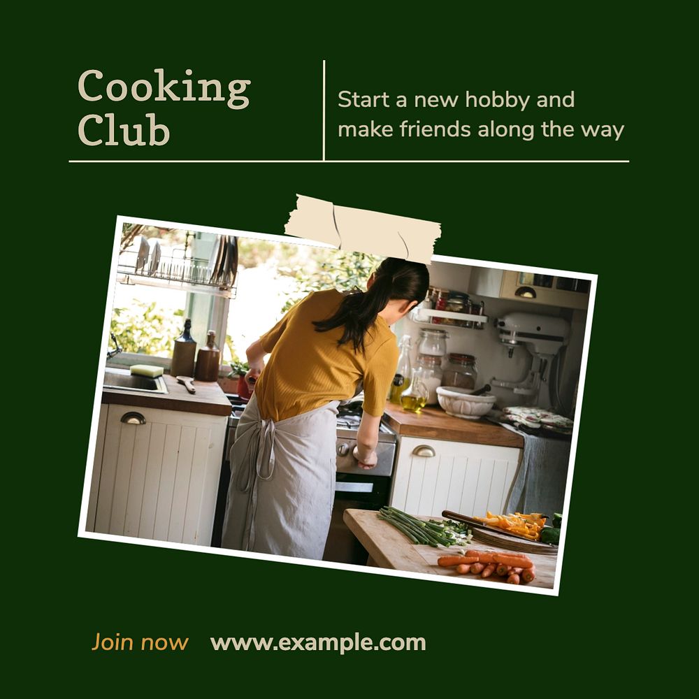 Cooking club Instagram post template, editable text