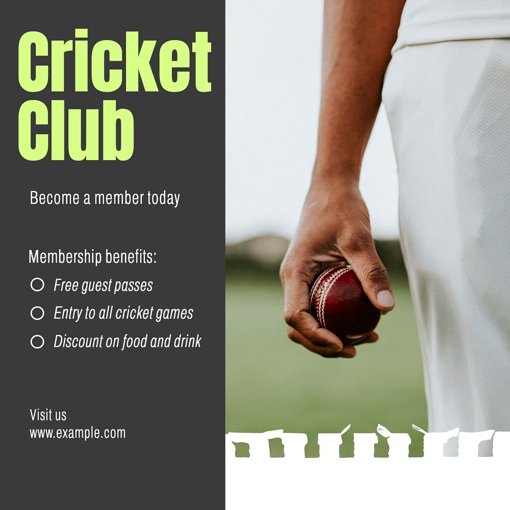 Cricket club Instagram post template, editable text