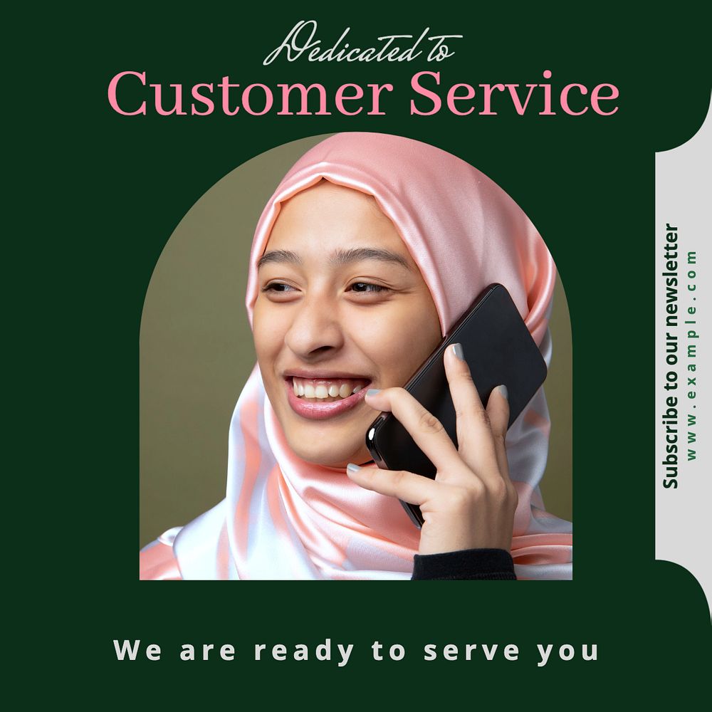 Customer service Instagram post template, editable text