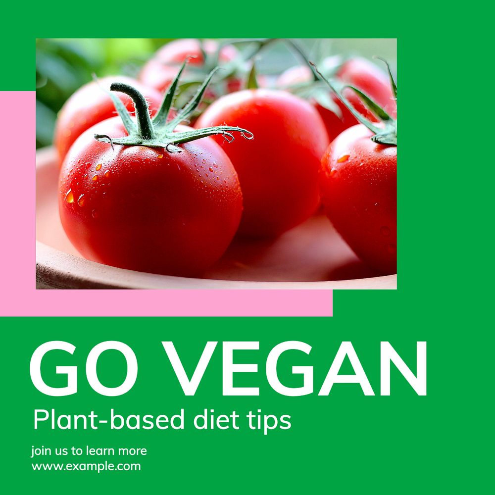 Plant-based vegan diet post template, editable social media design