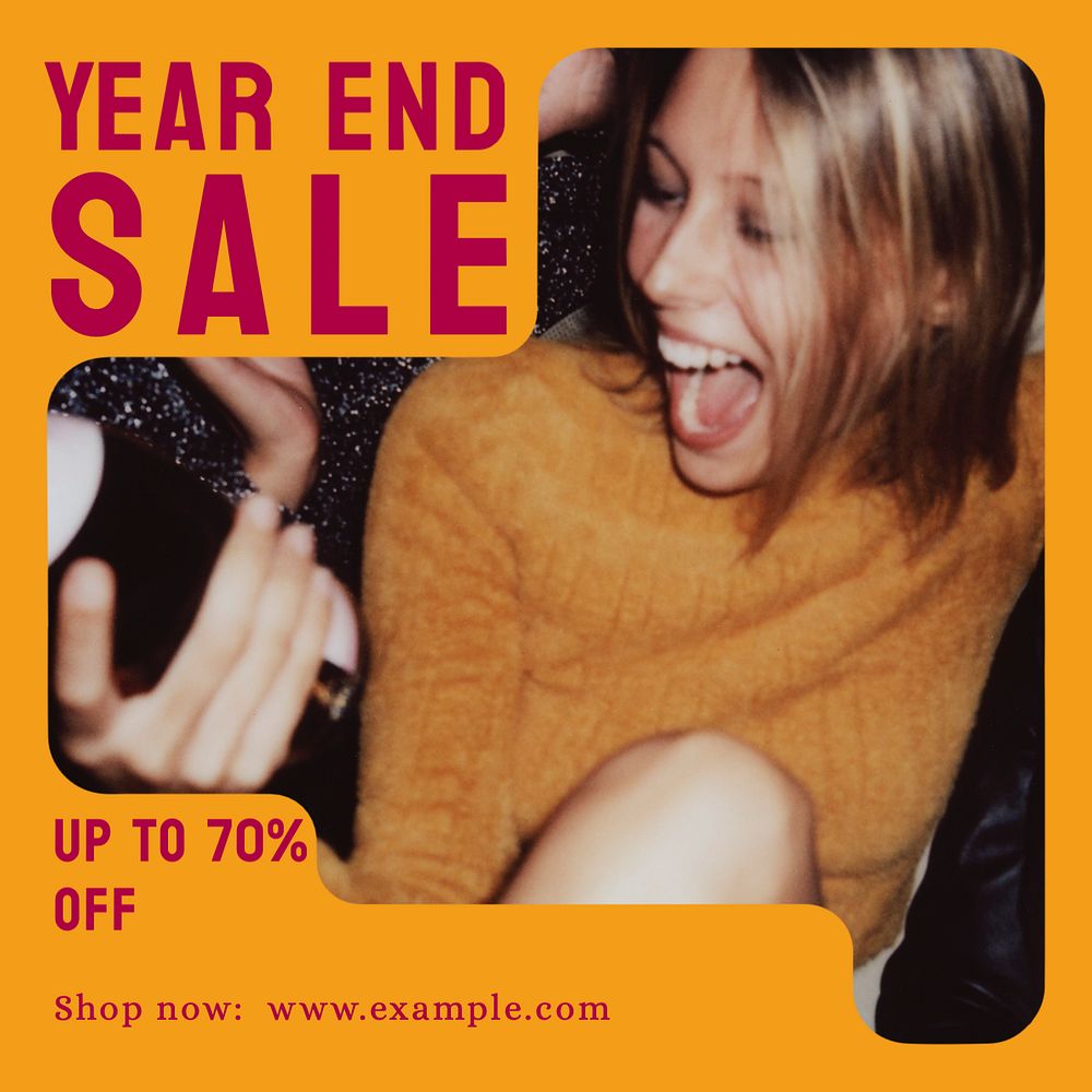 Year end sale Instagram post template, editable text