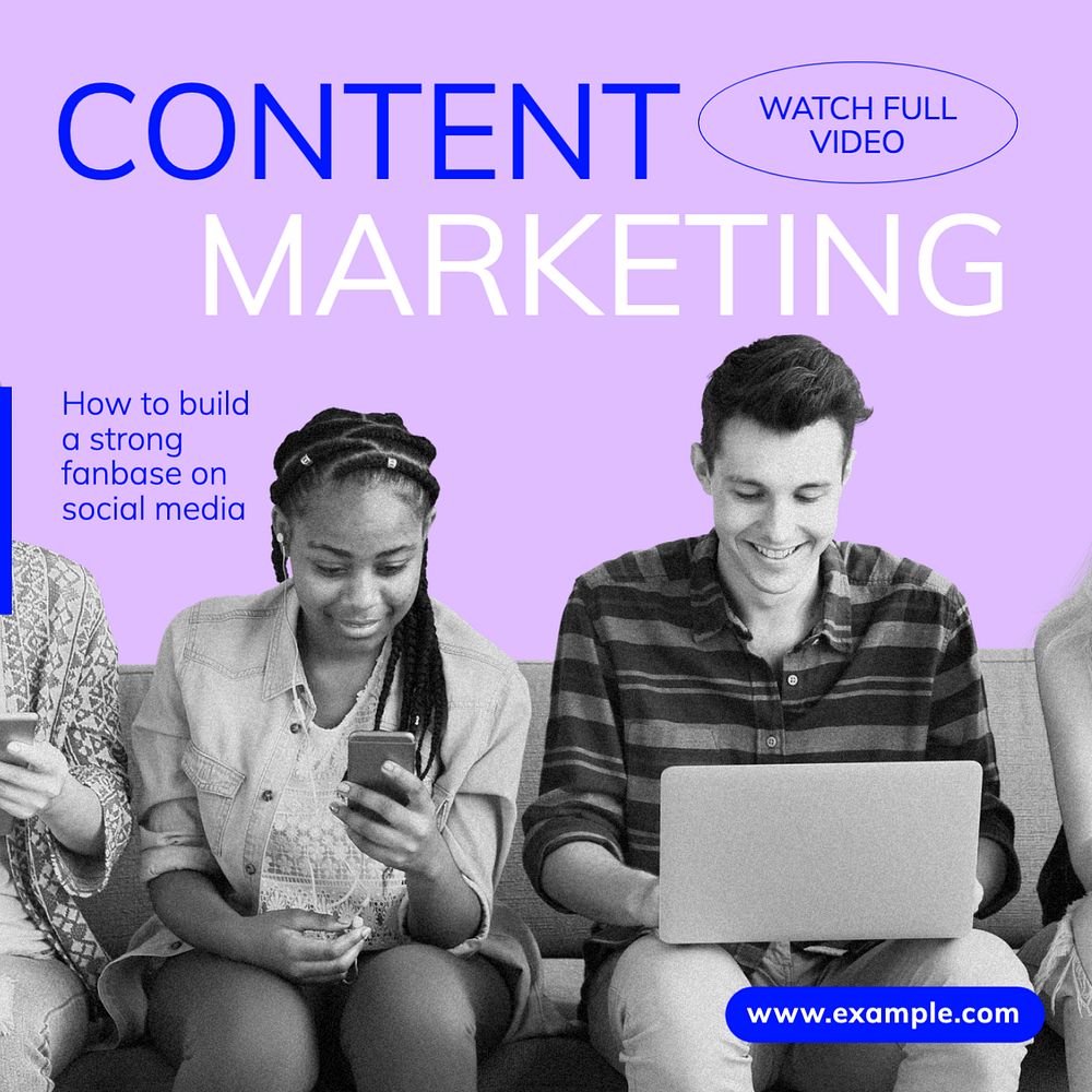 Content marketing Instagram post template, editable text