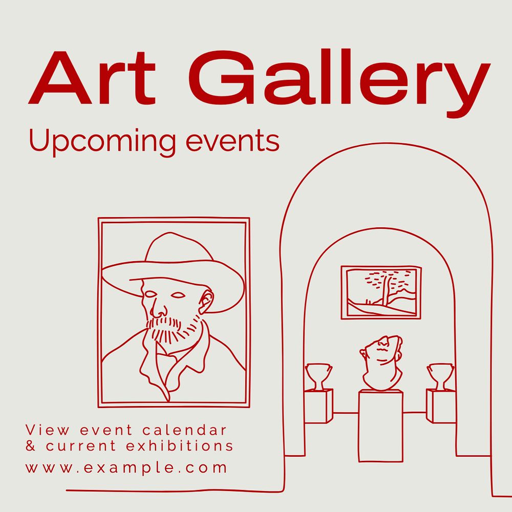 Art gallery events  Instagram post template, editable text