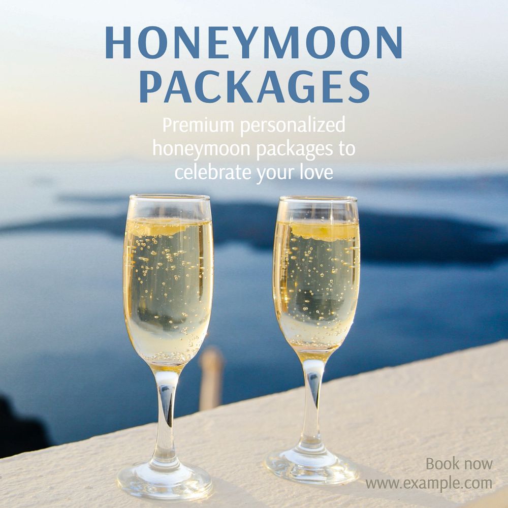 Honeymoon packages Instagram post template, editable text