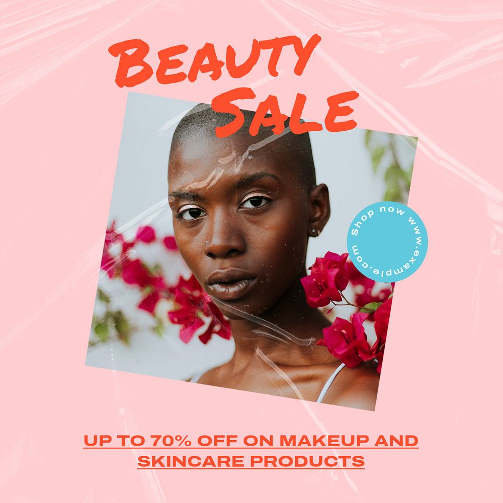 Beauty sale Instagram post template, editable text