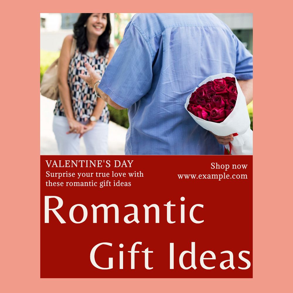 Romantic gift ideas Instagram post template, editable text