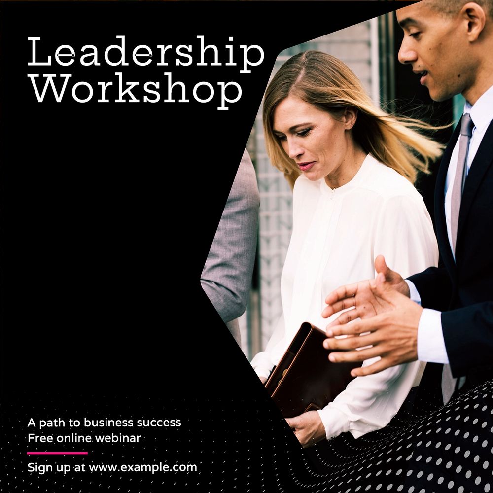 Leadership workshop Instagram post template, editable text